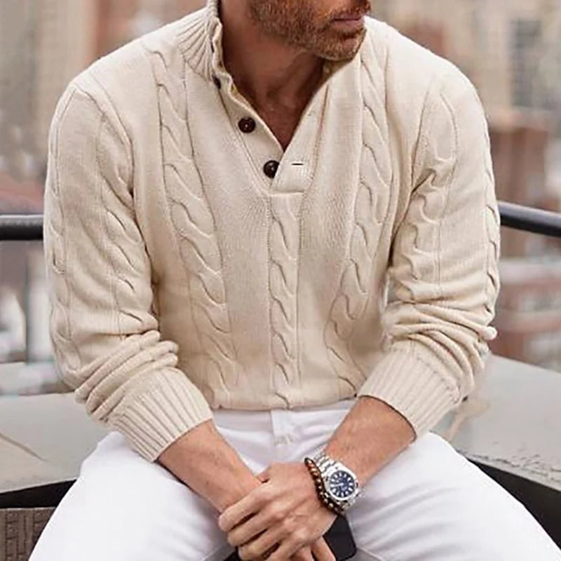 Cole | Cable-Knit Henley Sweater Men 0
