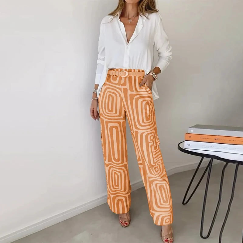 Helena | Women's Two-Piece Shirt and Wide-Leg Trousers Set 5