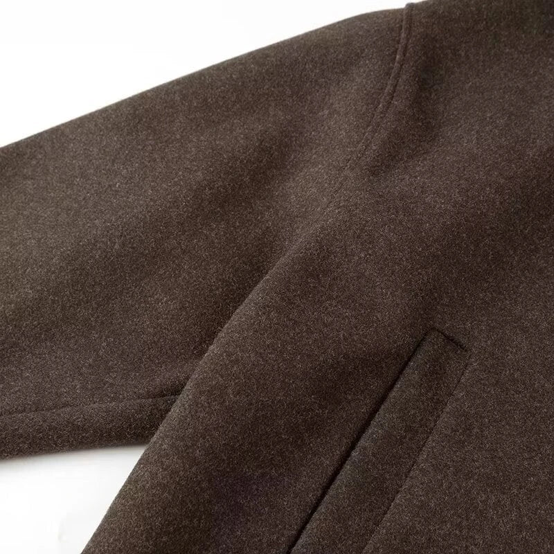 Ladies Wool Jacket with Modern Collar and Side Pockets 0