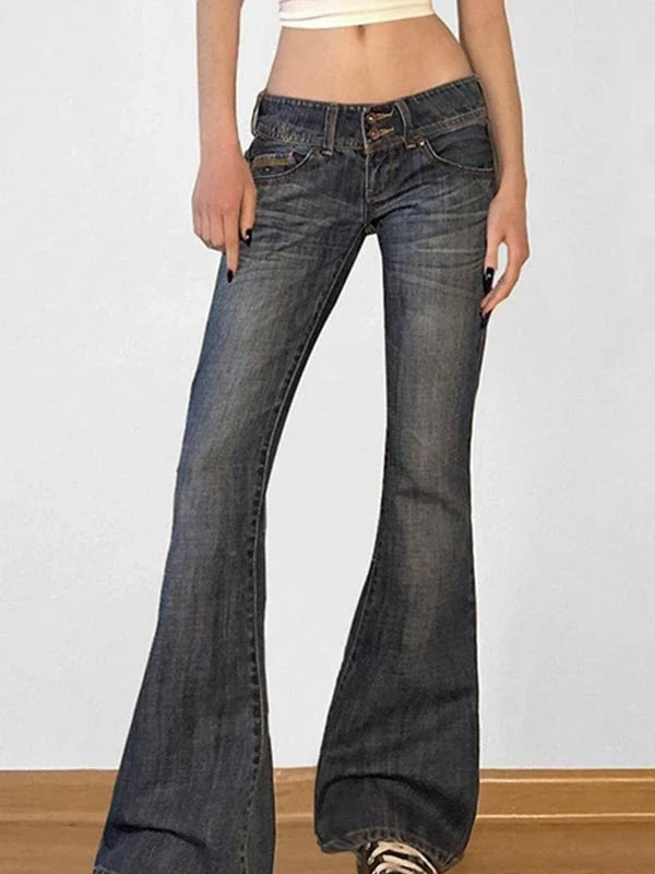 Low Rise Slim Flare Jeans | Blue Denim Women's Fashion 3