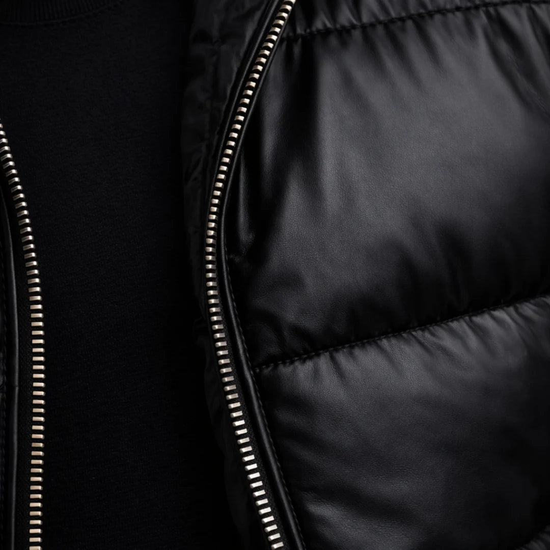 Men's Black Puffer Jacket Fur Collar Autumn Outerwear 3