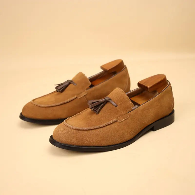Men's Brown Penny Loafers | Classic Leather Slip-On Shoes 7
