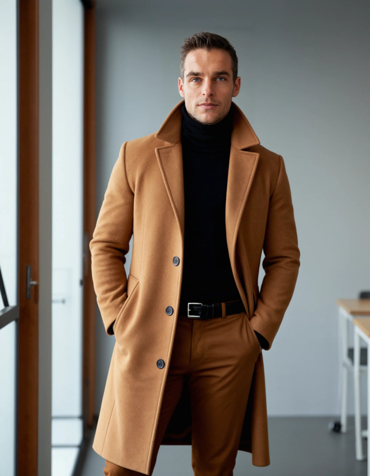 Men's Classic Wool Overcoat Tailored Fit Warm 8
