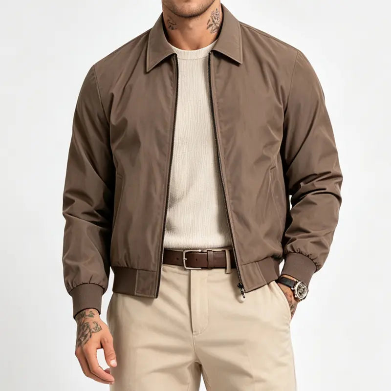 Men's Zip-Up Bomber Jacket | Casual Outerwear with Stand Collar 5