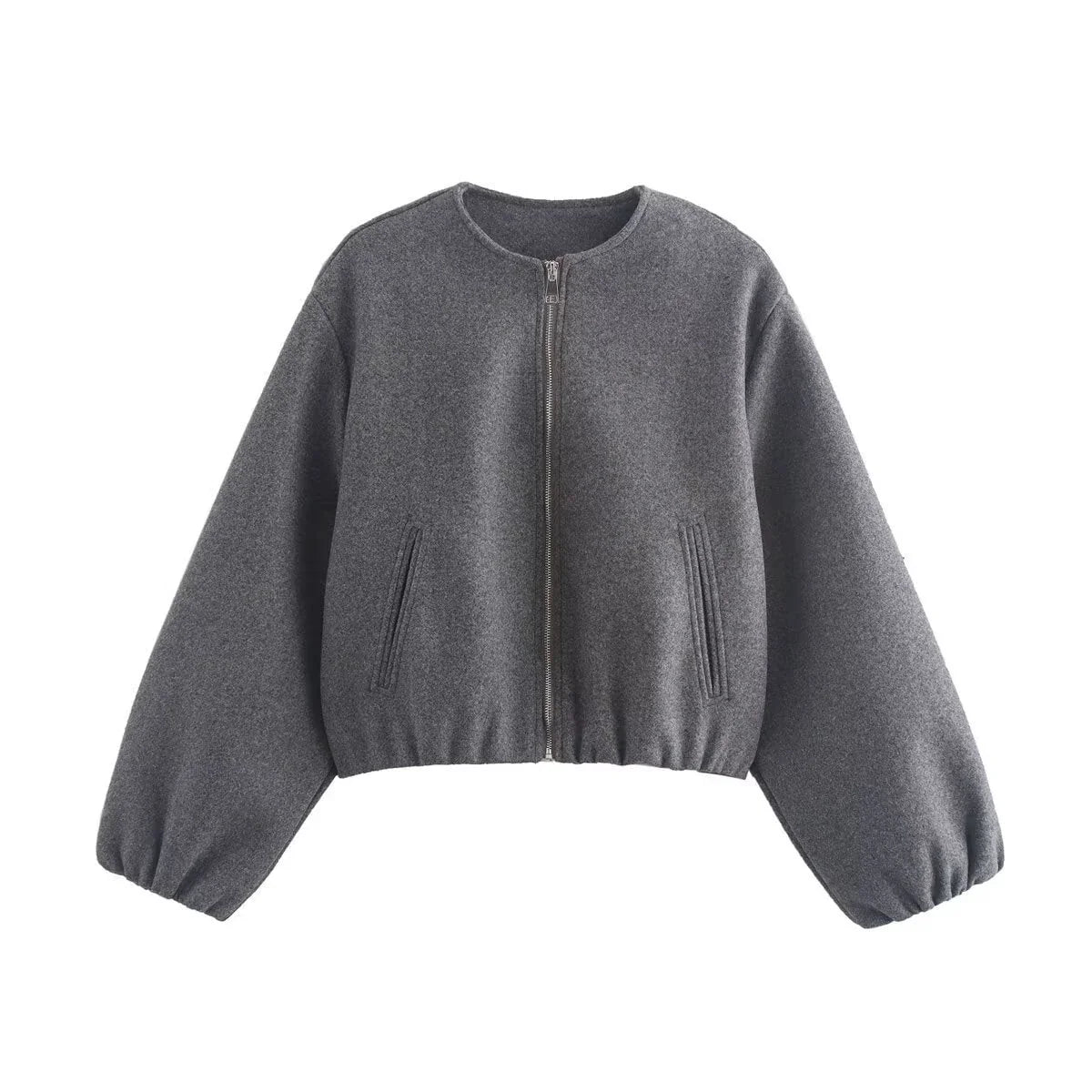 Women's Bomber Jacket High Collar Side Pockets 2