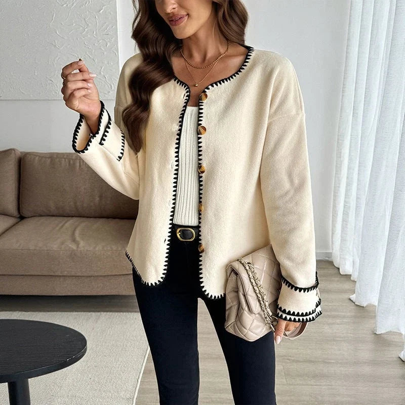 Women's Cardigan with Contrasting Hem Stylish Fit 1