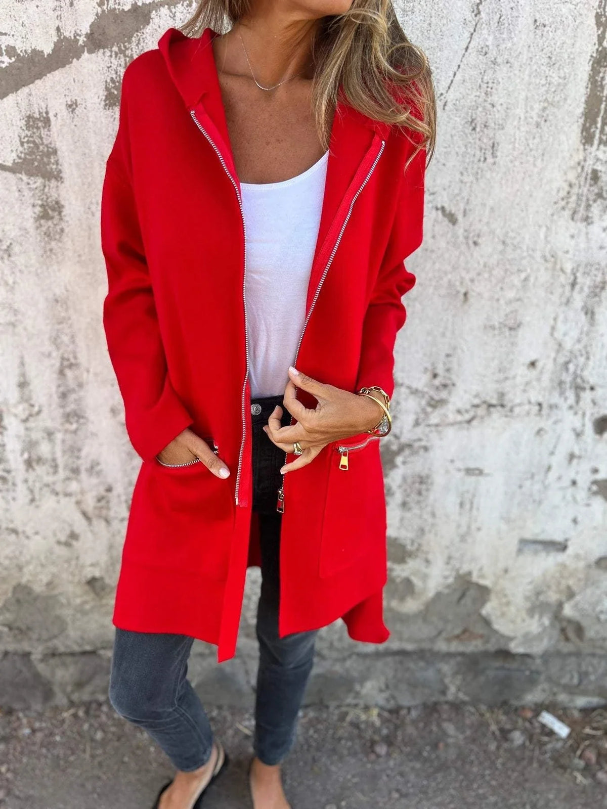 Women's Casual Long Sleeve Zip Jacket Oversized Fit 7