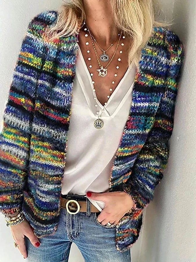 Women's Multicolored Striped Cardigan | Knit Sweater 0