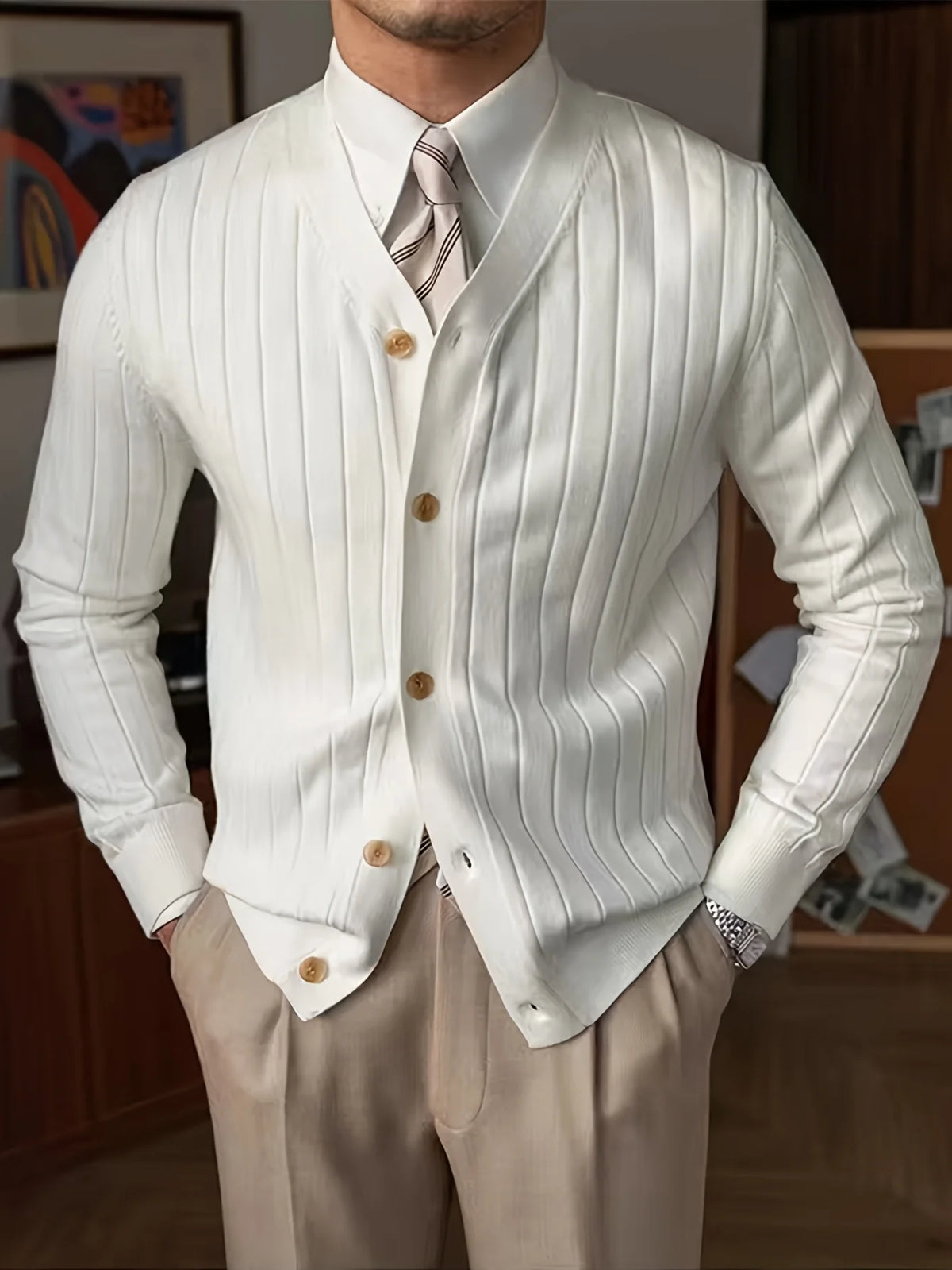 Alistair | Ribbed Button-Up Cardigan for Men 1