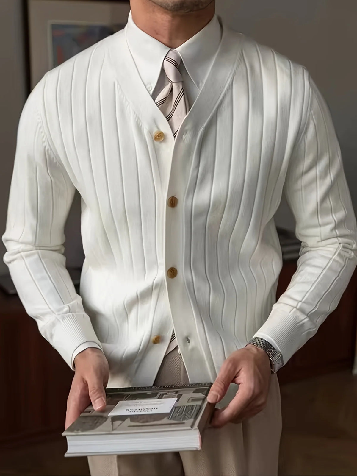 Alistair | Ribbed Button-Up Cardigan for Men 2
