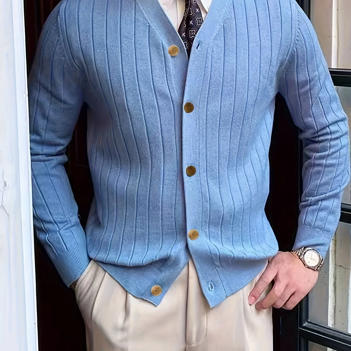 Alistair | Ribbed Button-Up Cardigan for Men 5