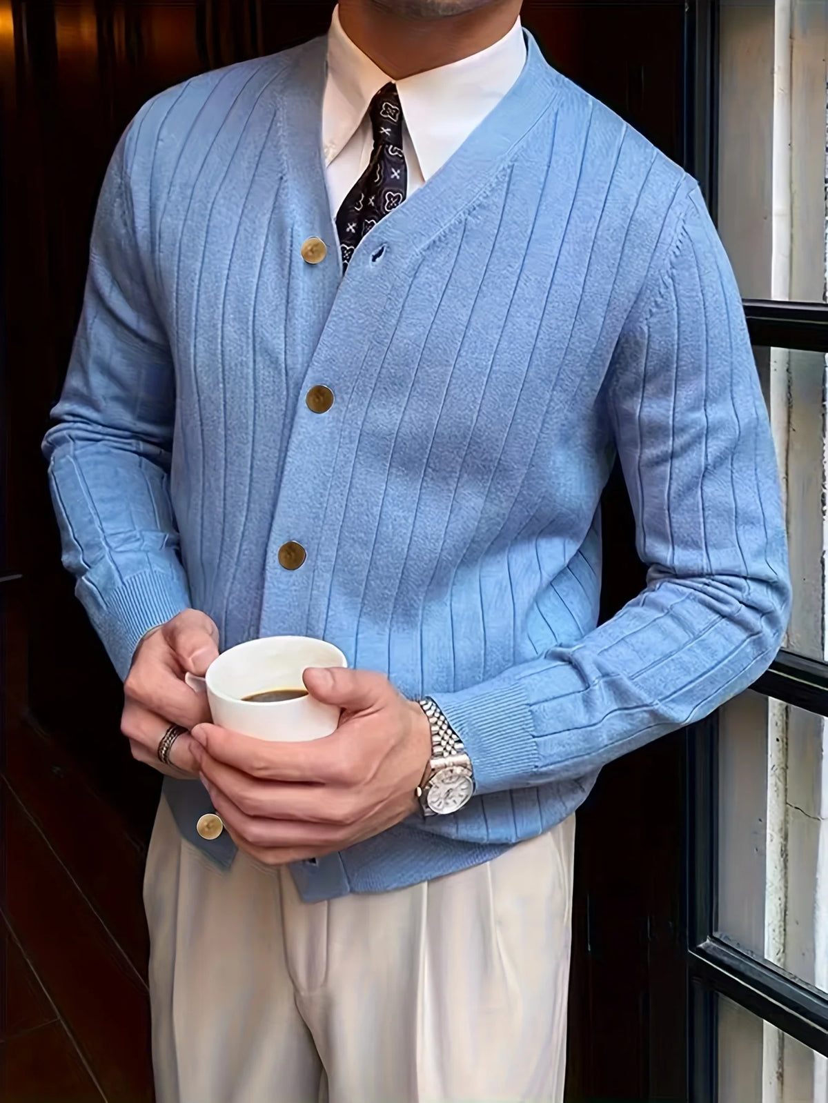 Alistair | Ribbed Button-Up Cardigan for Men 6