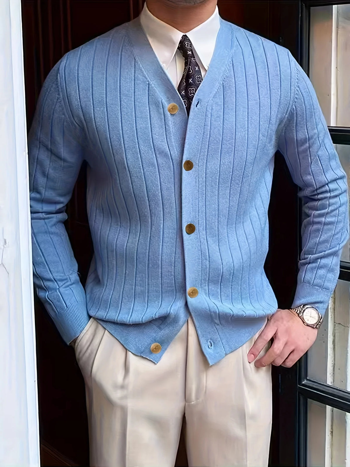 Alistair | Ribbed Button-Up Cardigan for Men 7