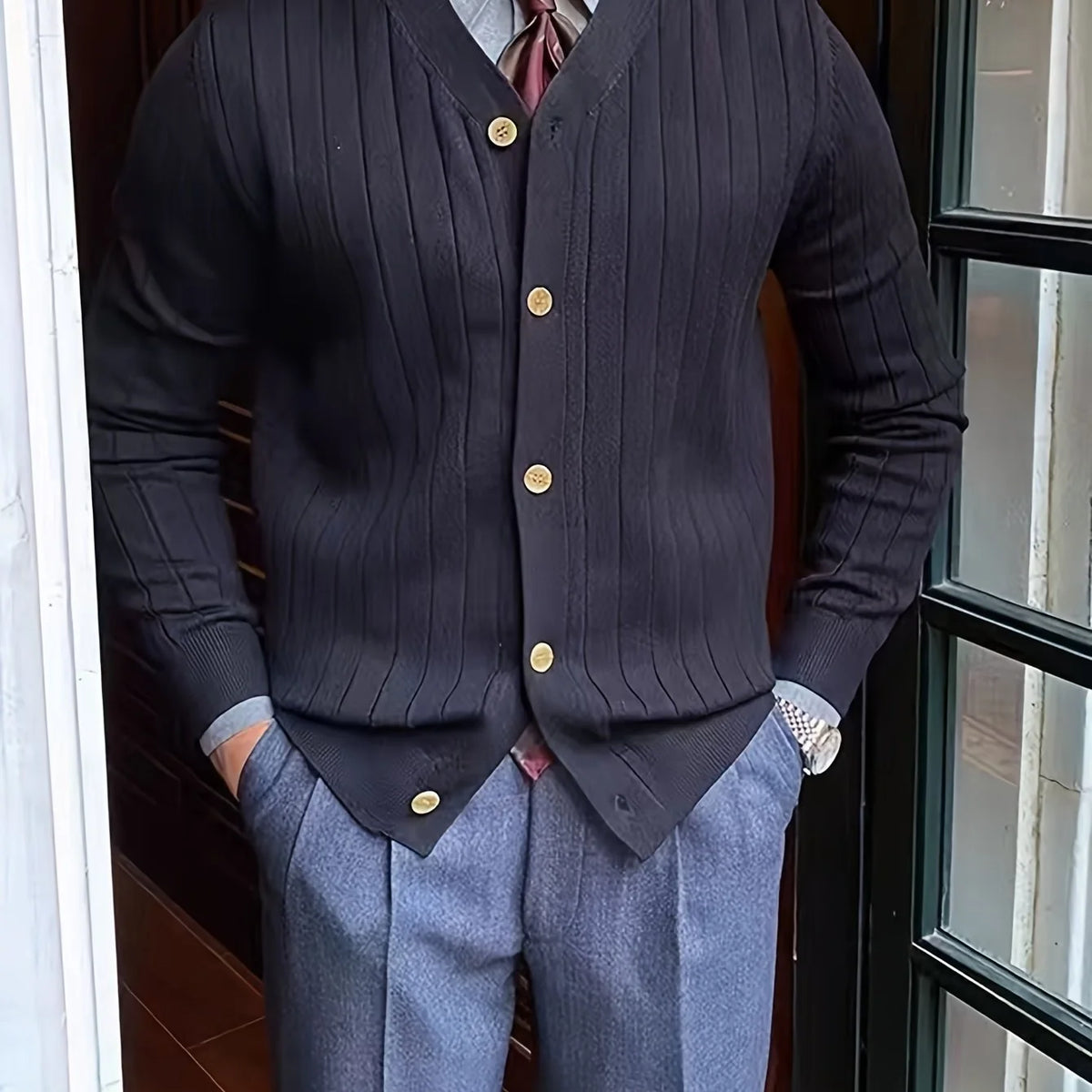 Alistair | Ribbed Button-Up Cardigan for Men 9