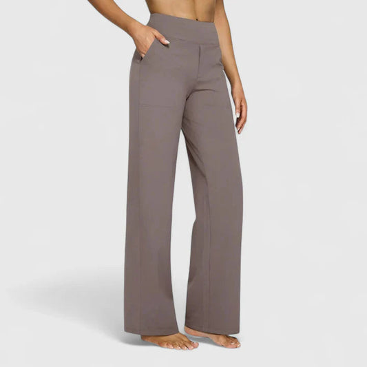 Ame | Elegant Straight Leg Pants with Elastic Waistband 0