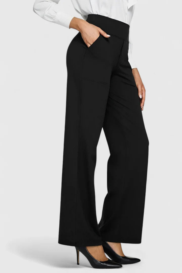 Ame | Elegant Straight Leg Pants with Elastic Waistband 11