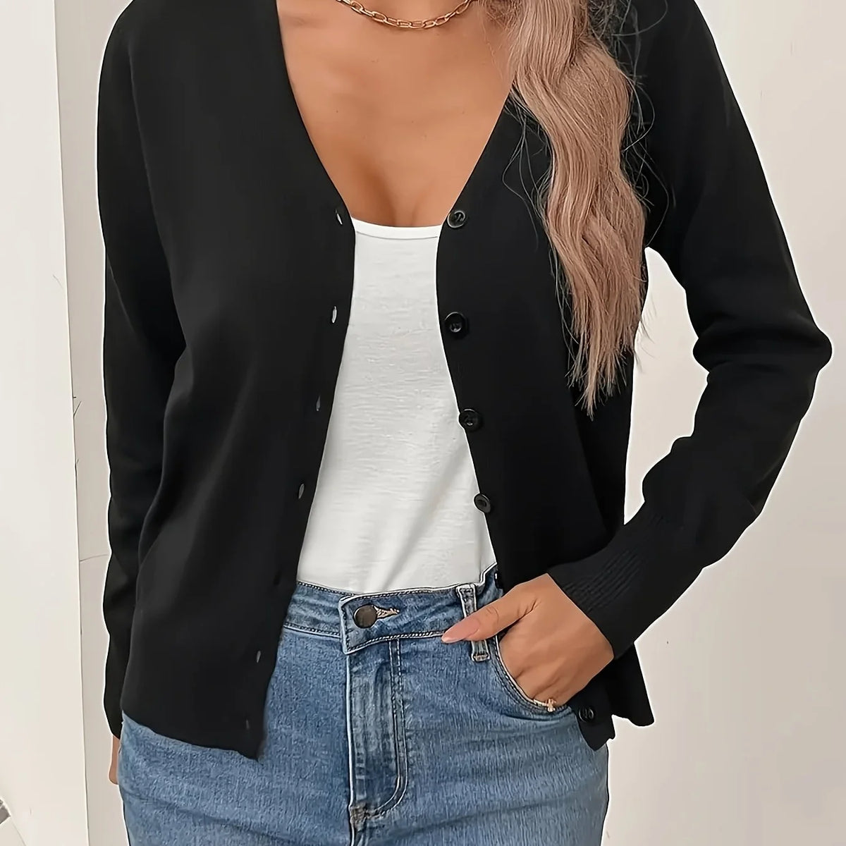 Annabel | Women's Button-Front V-Neck Cardigan 10