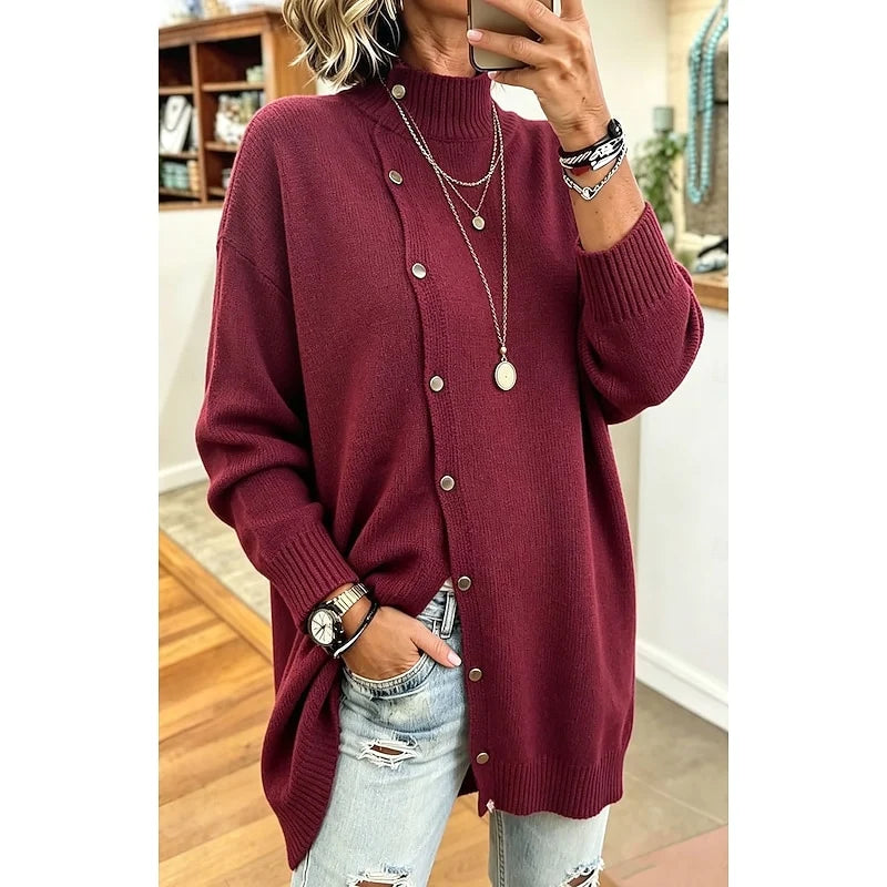 Annalise | Longline Button Turtleneck Sweater 1