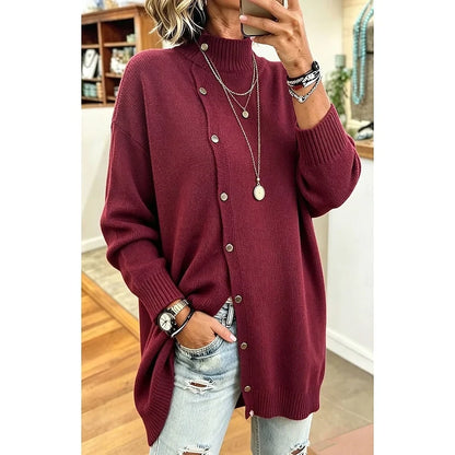 Annalise | Longline Button Turtleneck Sweater 1