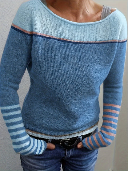 Annika | Colour-Block Boat Neck Sweater 1