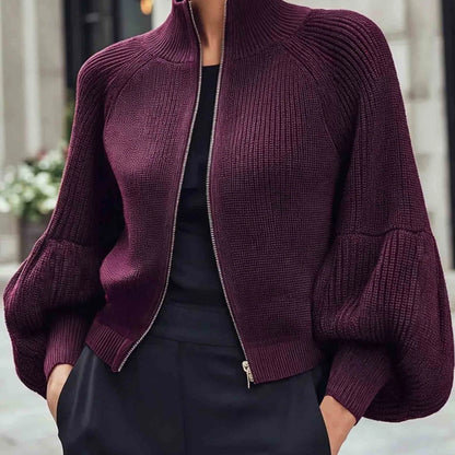 Anthea | Cropped Zip-Up Cardigan with High Collar 0