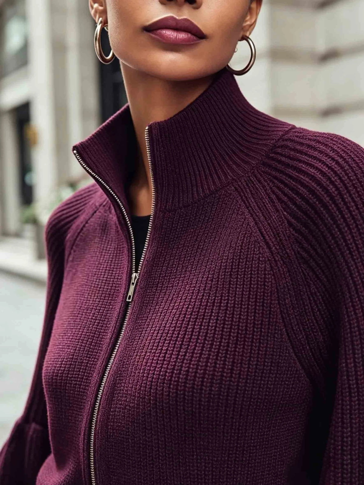 Anthea | Cropped Zip-Up Cardigan with High Collar 4