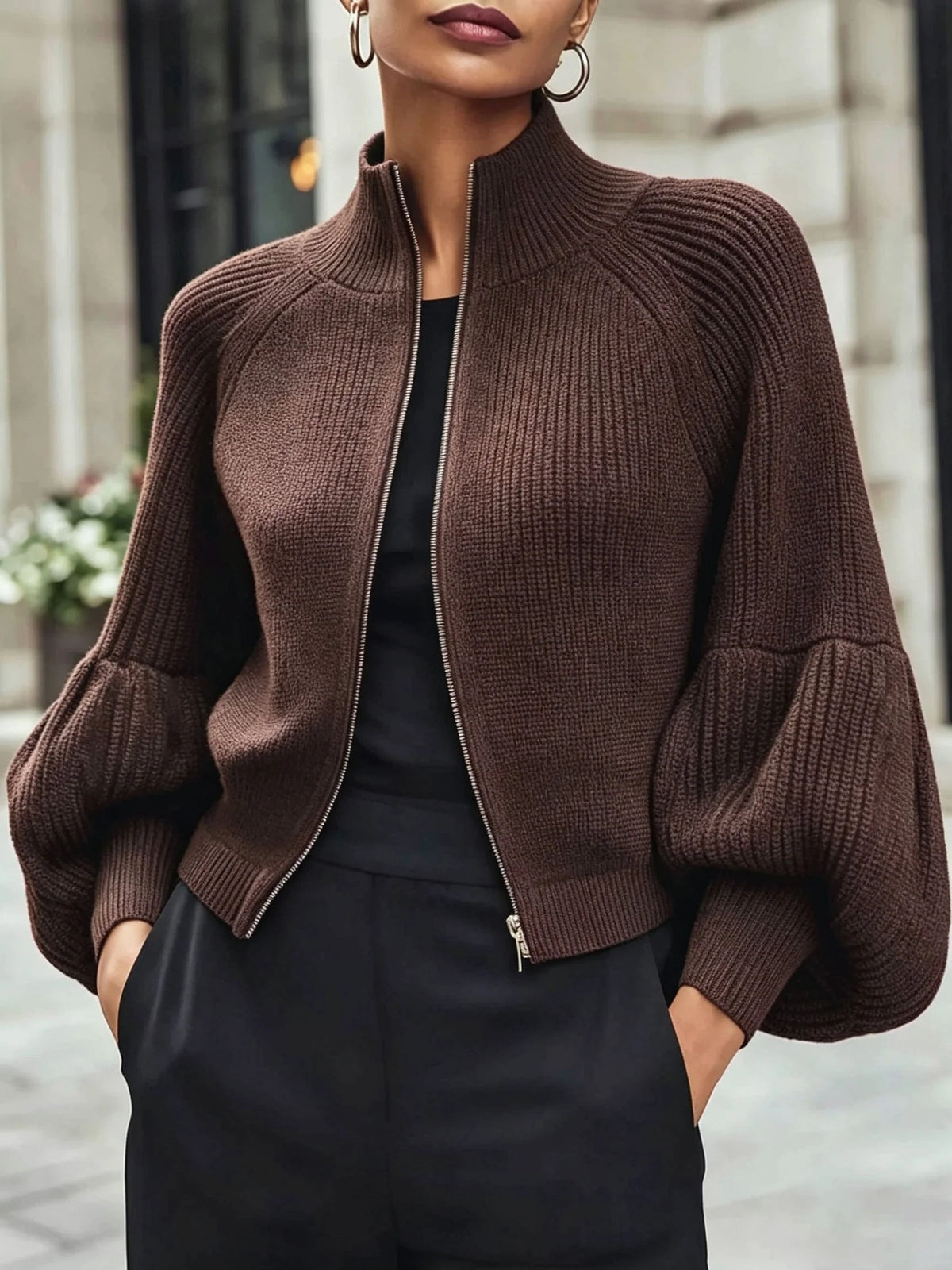 Anthea | Cropped Zip-Up Cardigan with High Collar 7