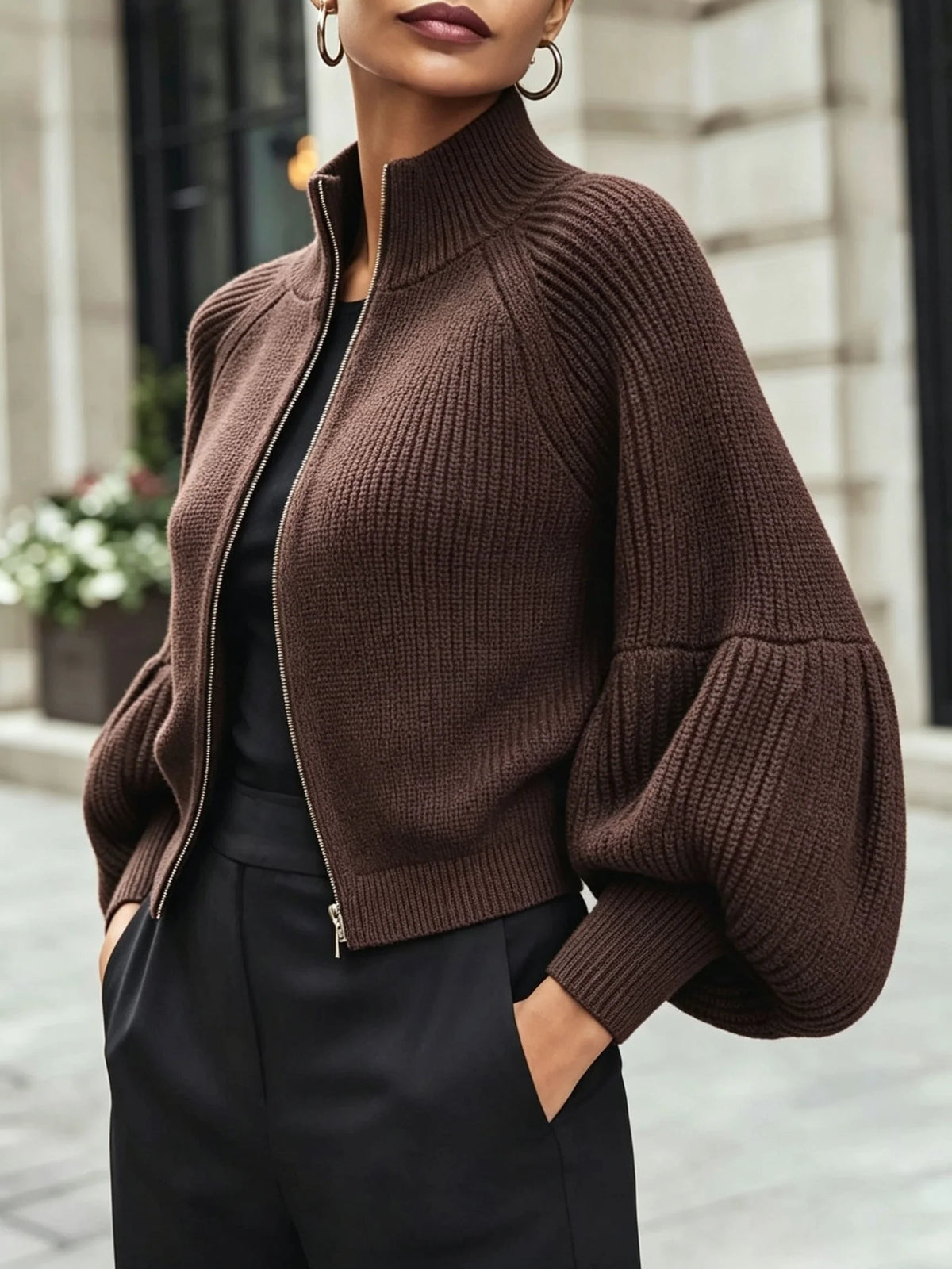 Anthea | Cropped Zip-Up Cardigan with High Collar 8
