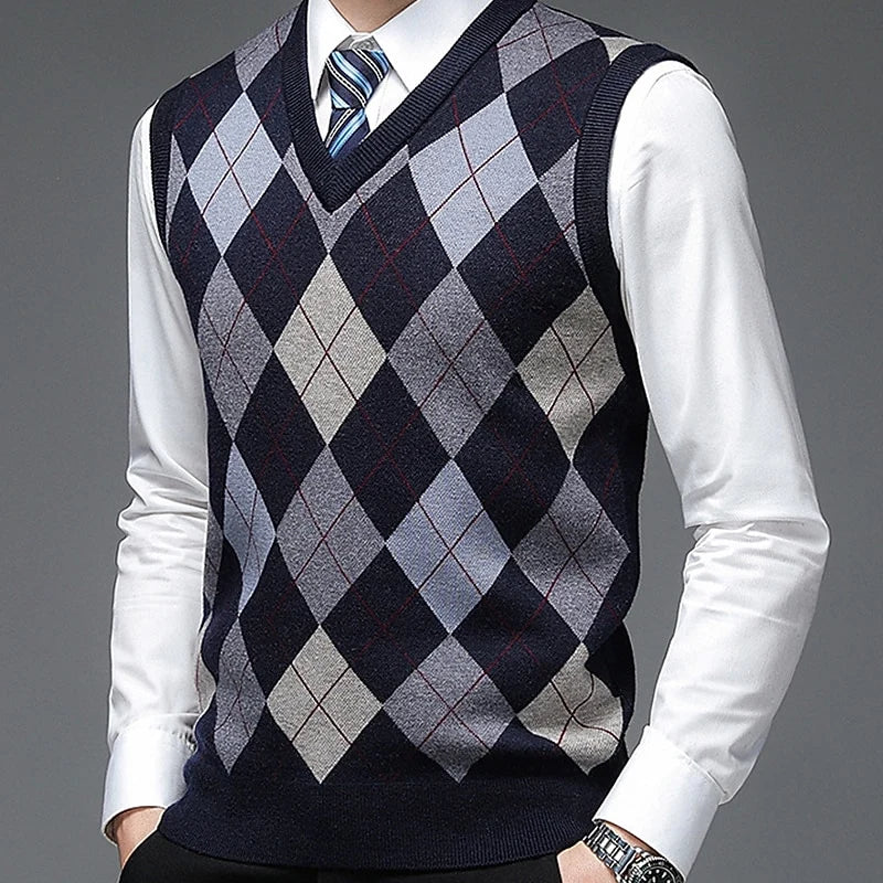 Argyle V-Neck Vest | Men's Sleeveless Sweater 2
