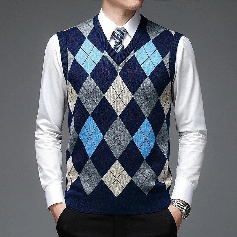 Argyle V-Neck Vest | Men's Sleeveless Sweater 3