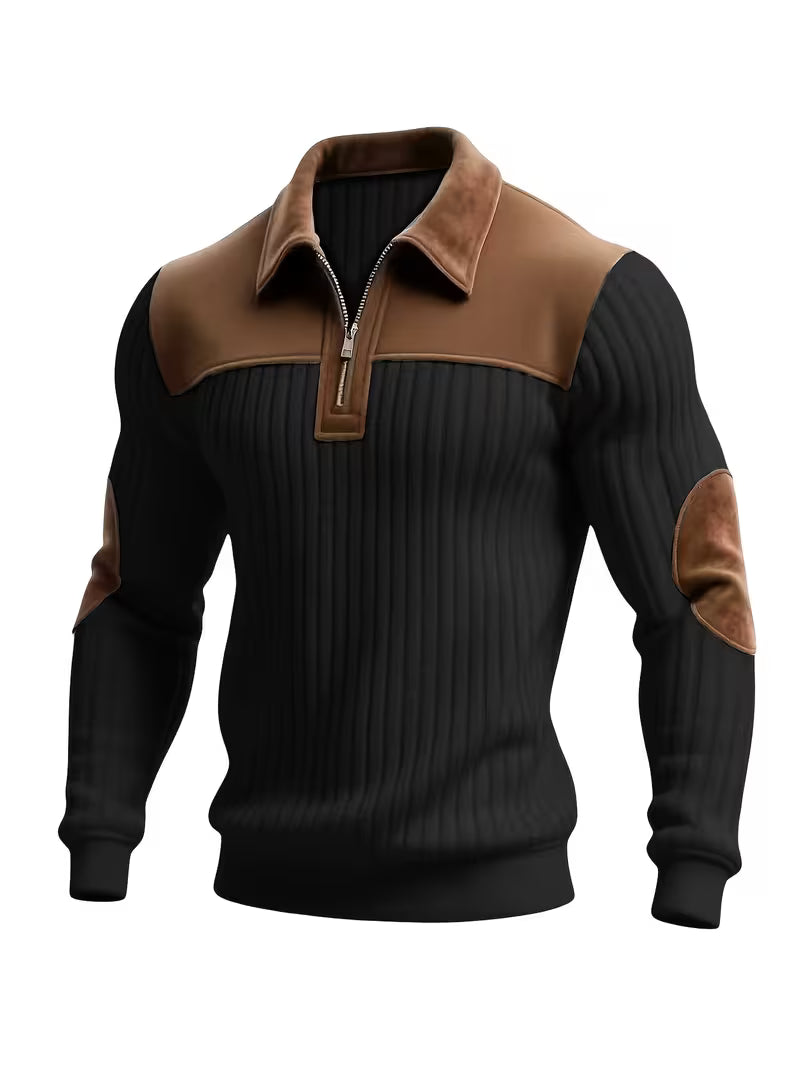 Ashton | Men's Quarter Zip Sweater Color-Block Design 1