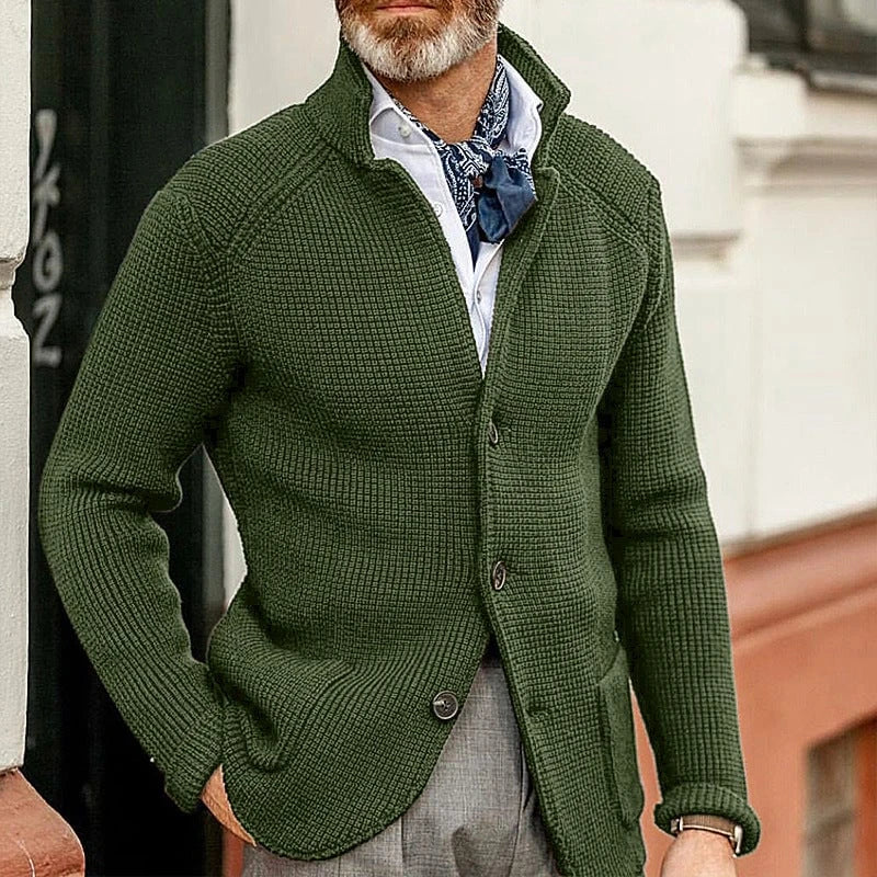 Benno | Men's Cardigan Green Classic Fit Soft Fabric 1