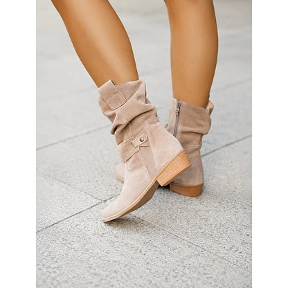 Black Slouchy Block-Heel Ankle Boots | Women's Booties 0