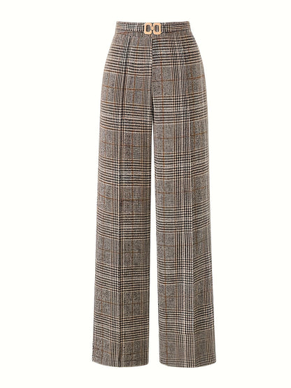 Blythe | Women's Tailored Checked Wide Leg Trousers 1