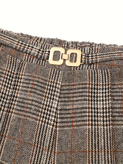 Blythe | Women's Tailored Checked Wide Leg Trousers 3