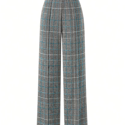 Blythe | Women's Tailored Checked Wide Leg Trousers 6