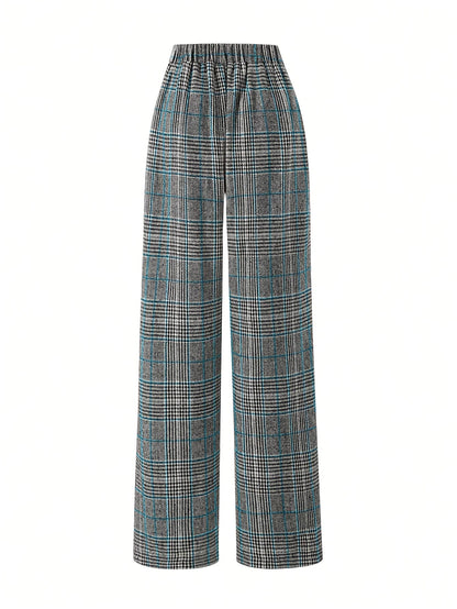 Blythe | Women's Tailored Checked Wide Leg Trousers 8