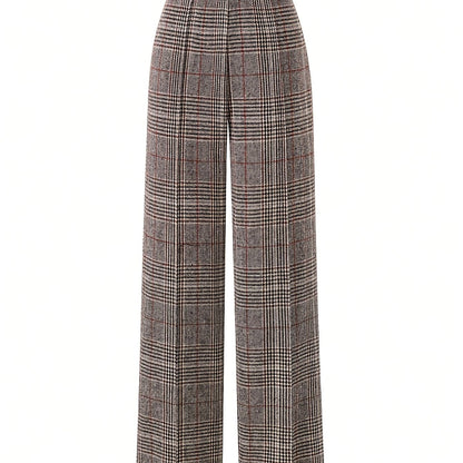 Blythe | Women's Tailored Checked Wide Leg Trousers 9