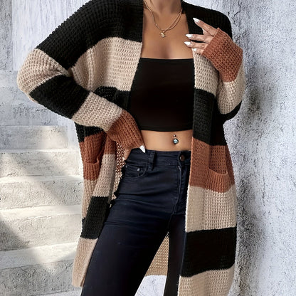 Bronwyn | Long Cardigan for Women, Colour-Block Design 0