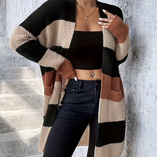Bronwyn | Long Cardigan for Women, Colour-Block Design 0