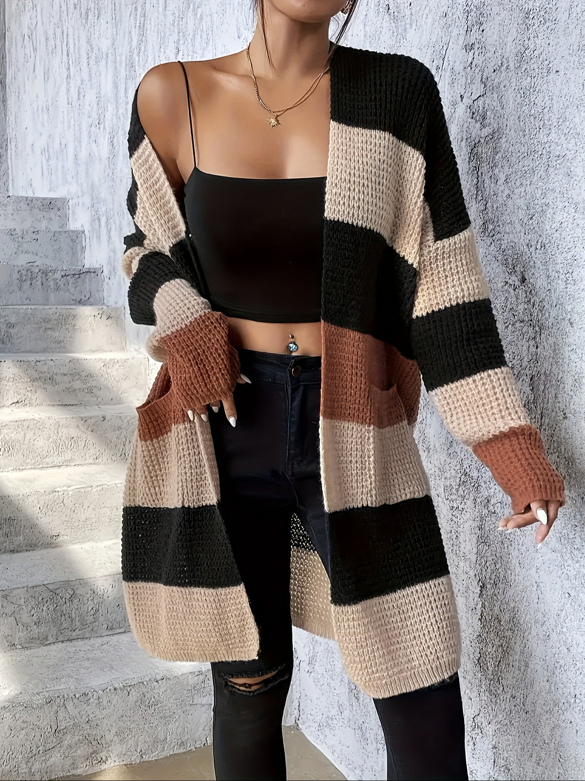 Bronwyn | Long Cardigan for Women, Colour-Block Design 2