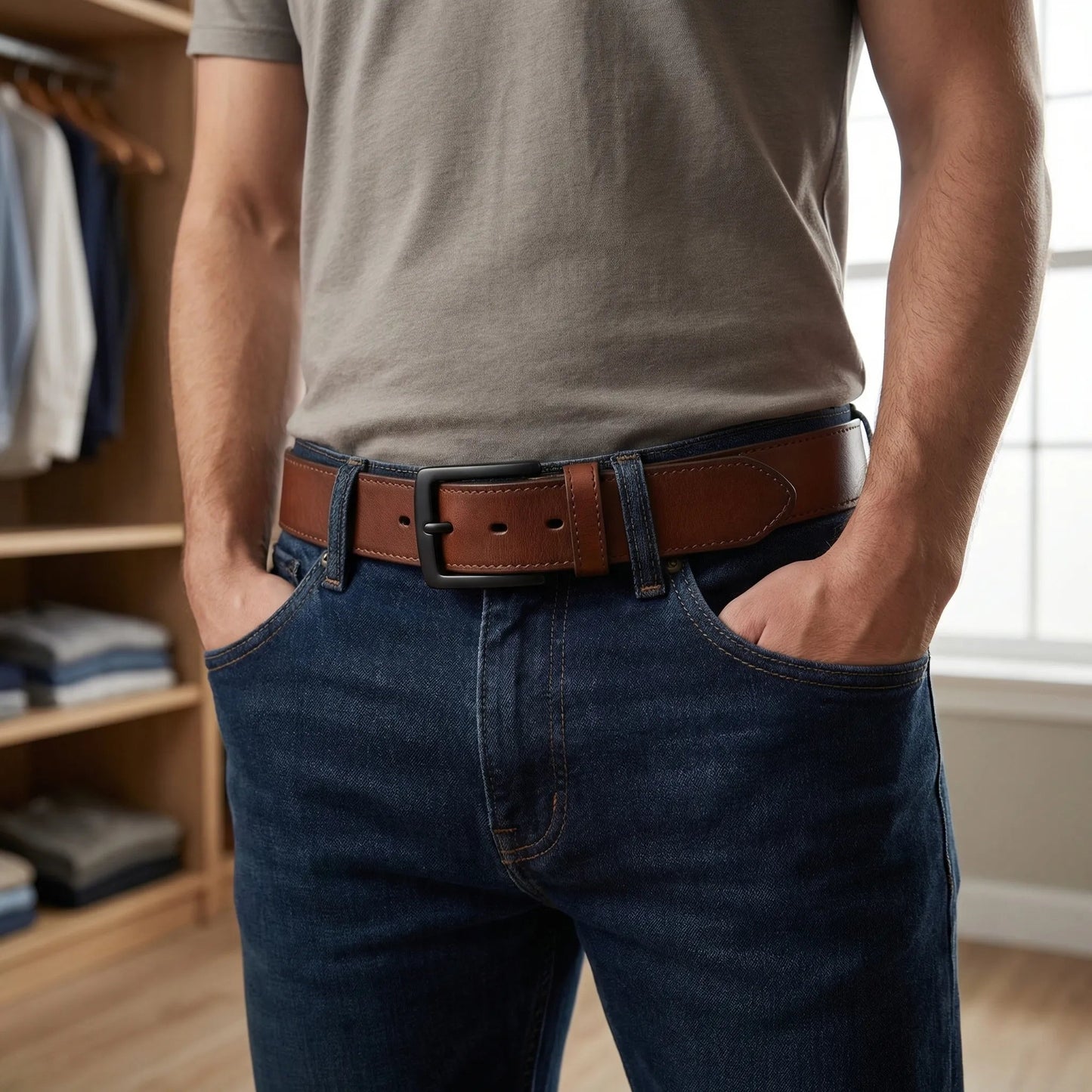 Brown Wide Waist Belt for Women | Unisex Everyday Leather Belt 2