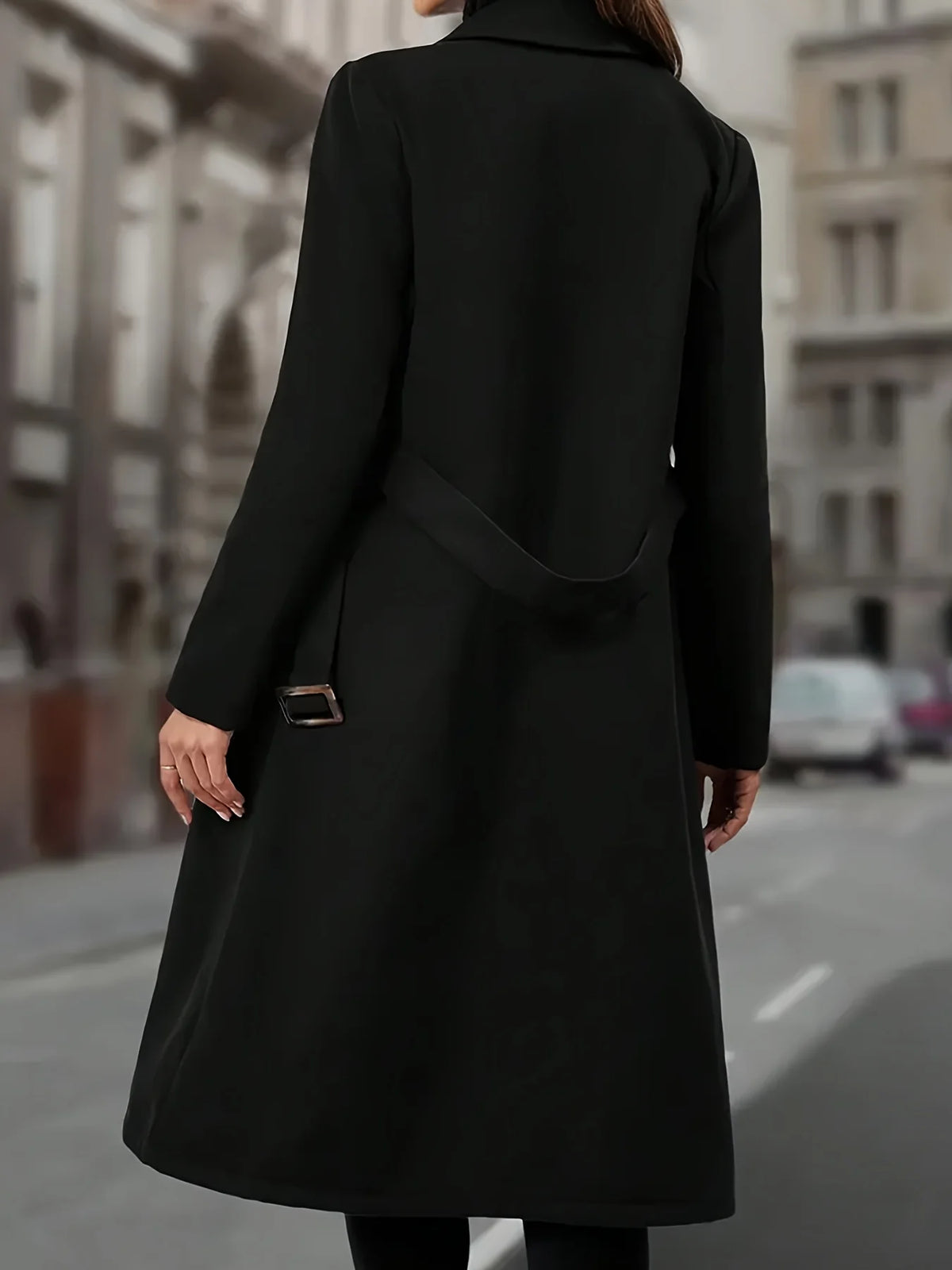 Cassandra | Women's Wool Trench Coat Double-Breasted Long 1