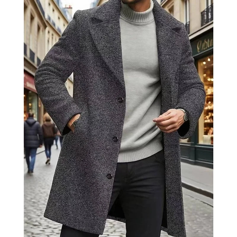 Chester | Men's Long Wool Overcoat Black 0