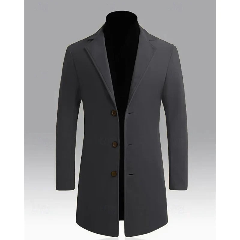 Chester | Men's Long Wool Overcoat Black 1