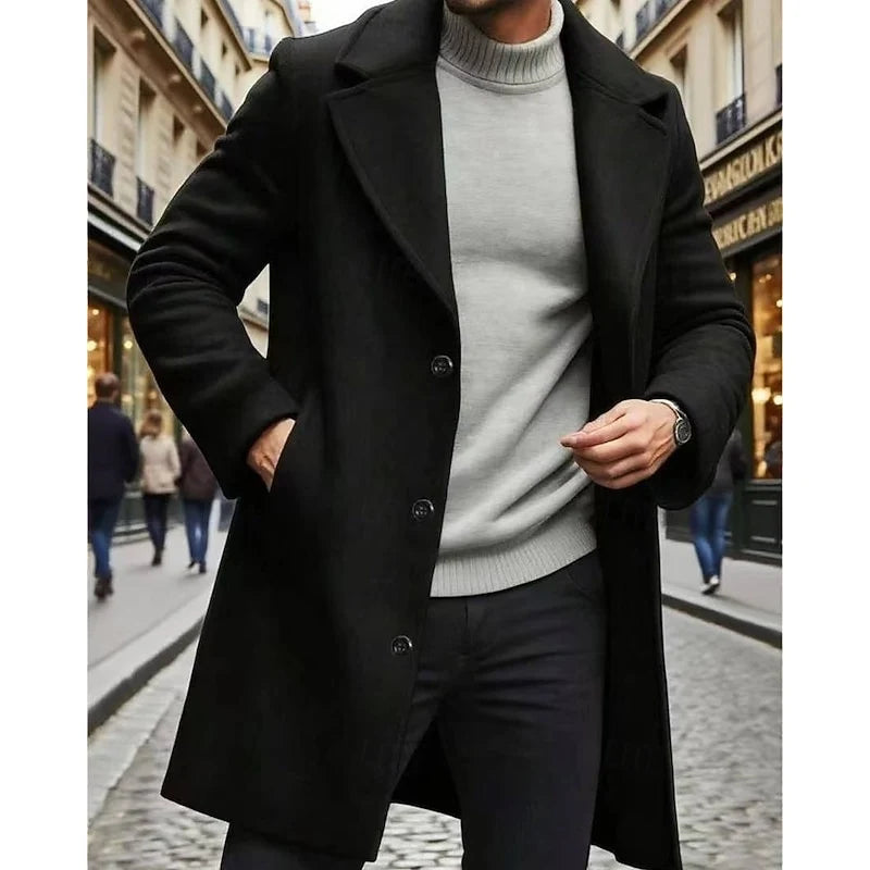 Chester | Men's Long Wool Overcoat Black 6