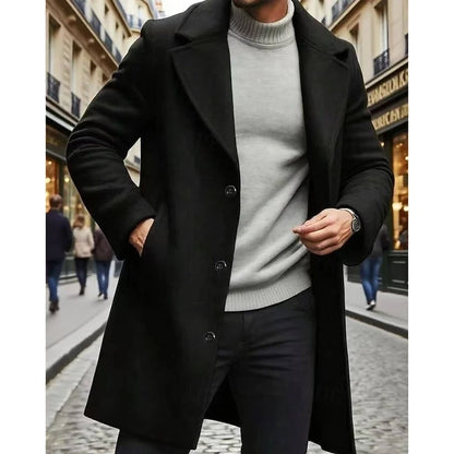 Chester | Men's Long Wool Overcoat Black 6