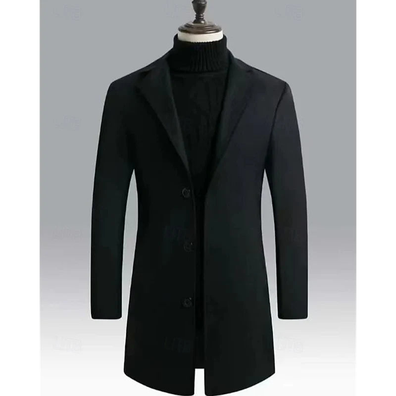 Chester | Men's Long Wool Overcoat Black 7