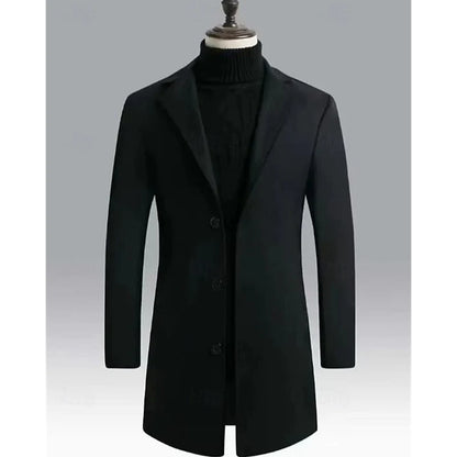 Chester | Men's Long Wool Overcoat Black 7