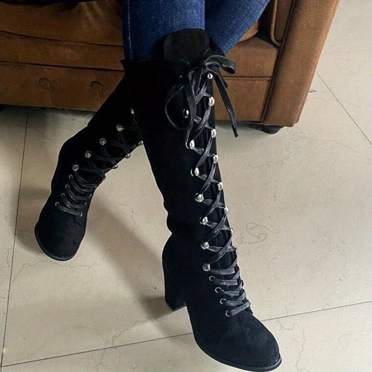 Clarissa | Lace-Up Knee-High Boots Black 0